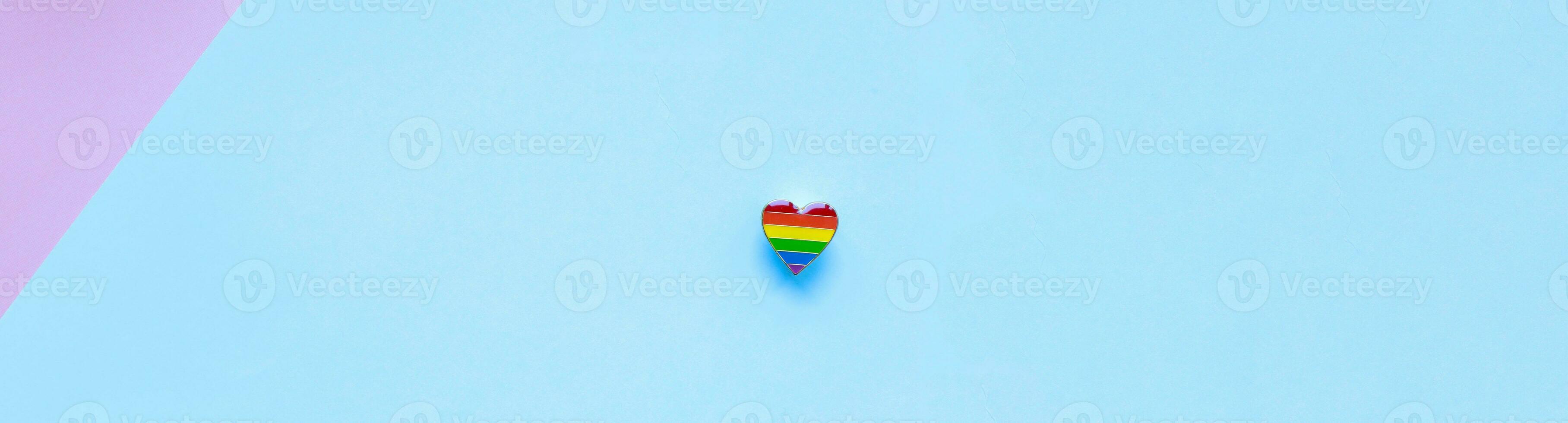 Banner Flat lay pride heart icon. LGBT. Pride month and day. pride flag photo