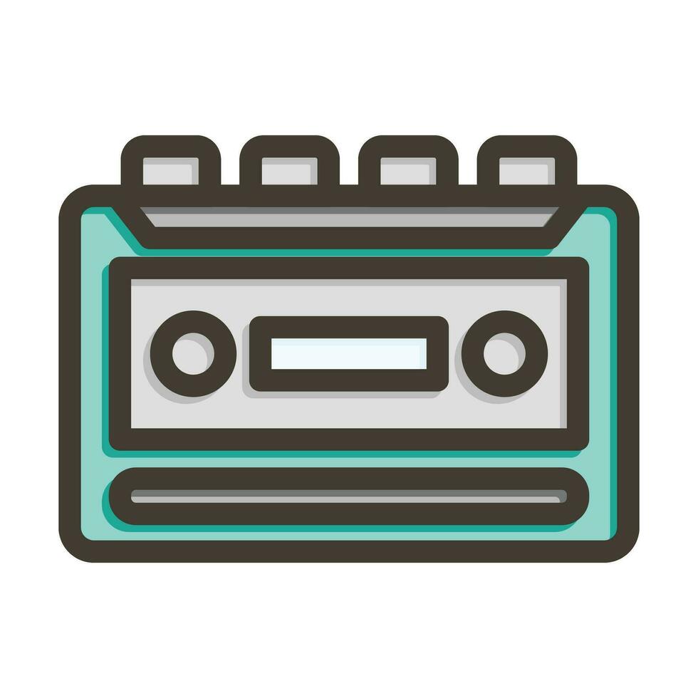 Cassette Recorder Thick Line Filled Colors For Personal And Commercial Use. vector