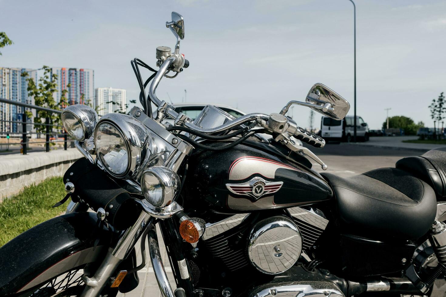 Minsk, Belarus, July  2023 - Kawasaki Vulcan classic motorcycle photo