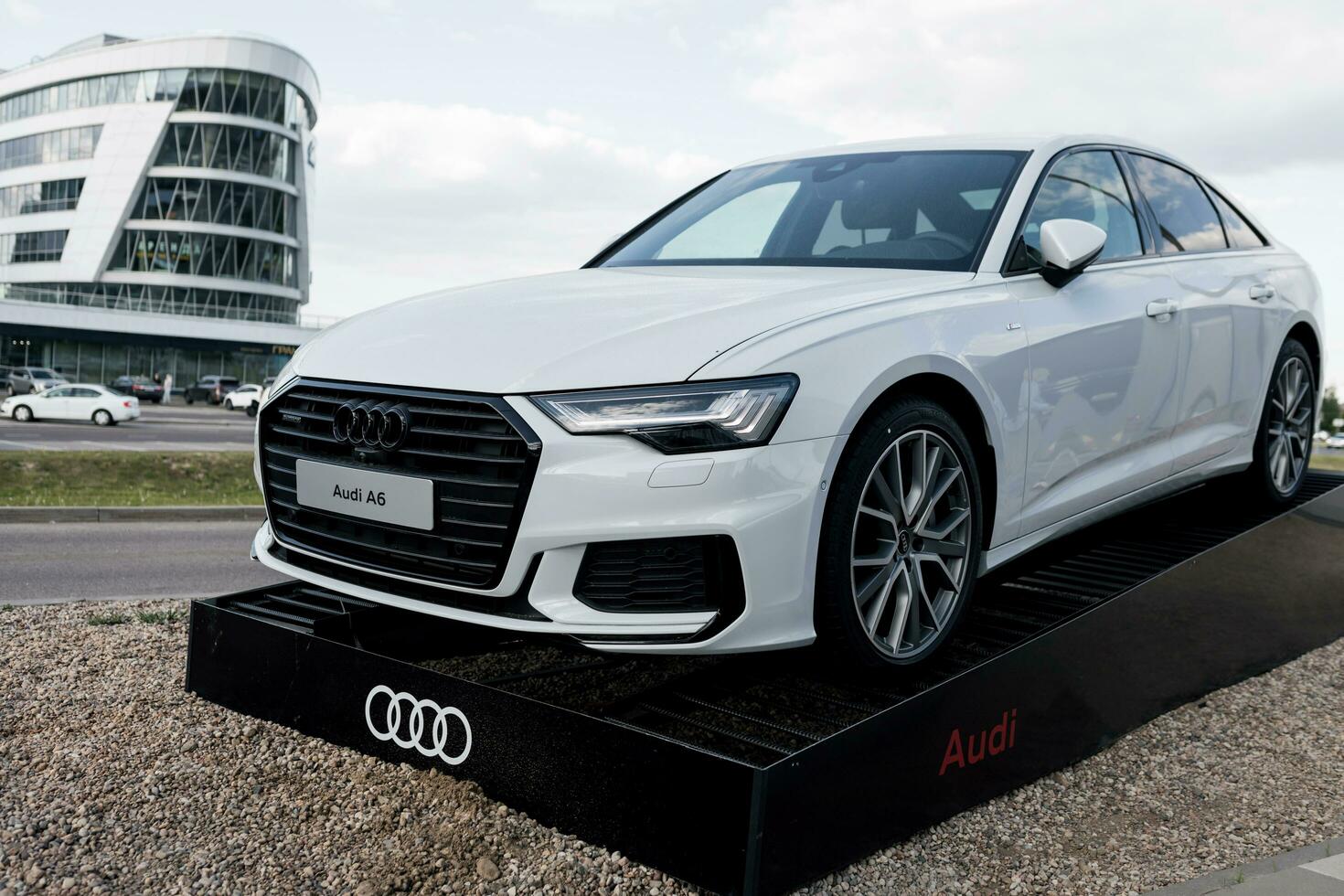 Minsk, Belarus, July  2023 - White AUDI A6 photo