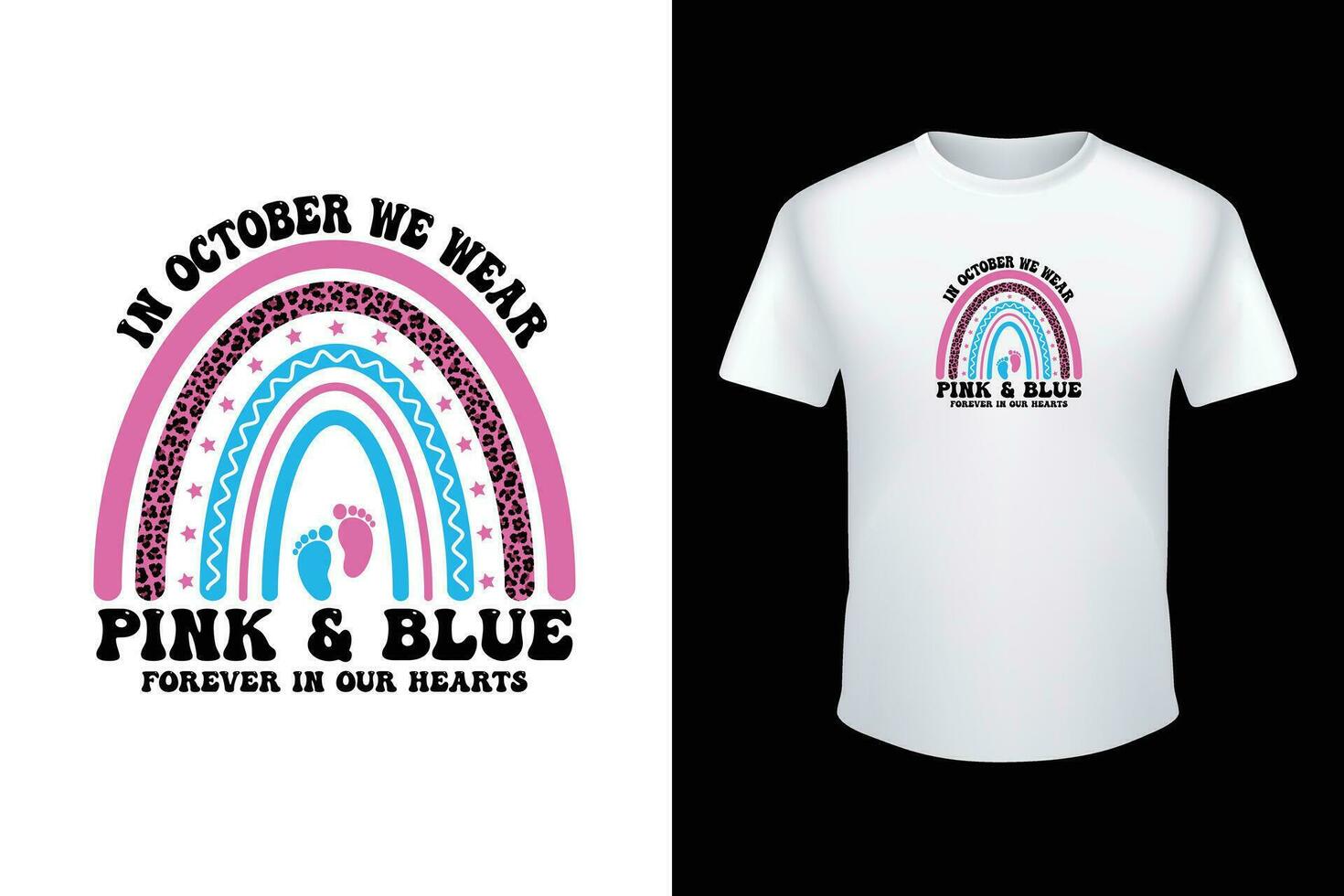 Women In October We Wear Pink and Blue Infant Loss Awareness T-Shirt vector