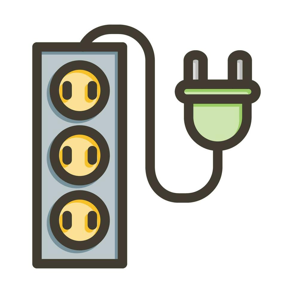 Extension CordThick Line Filled Colors For Personal And Commercial Use. vector