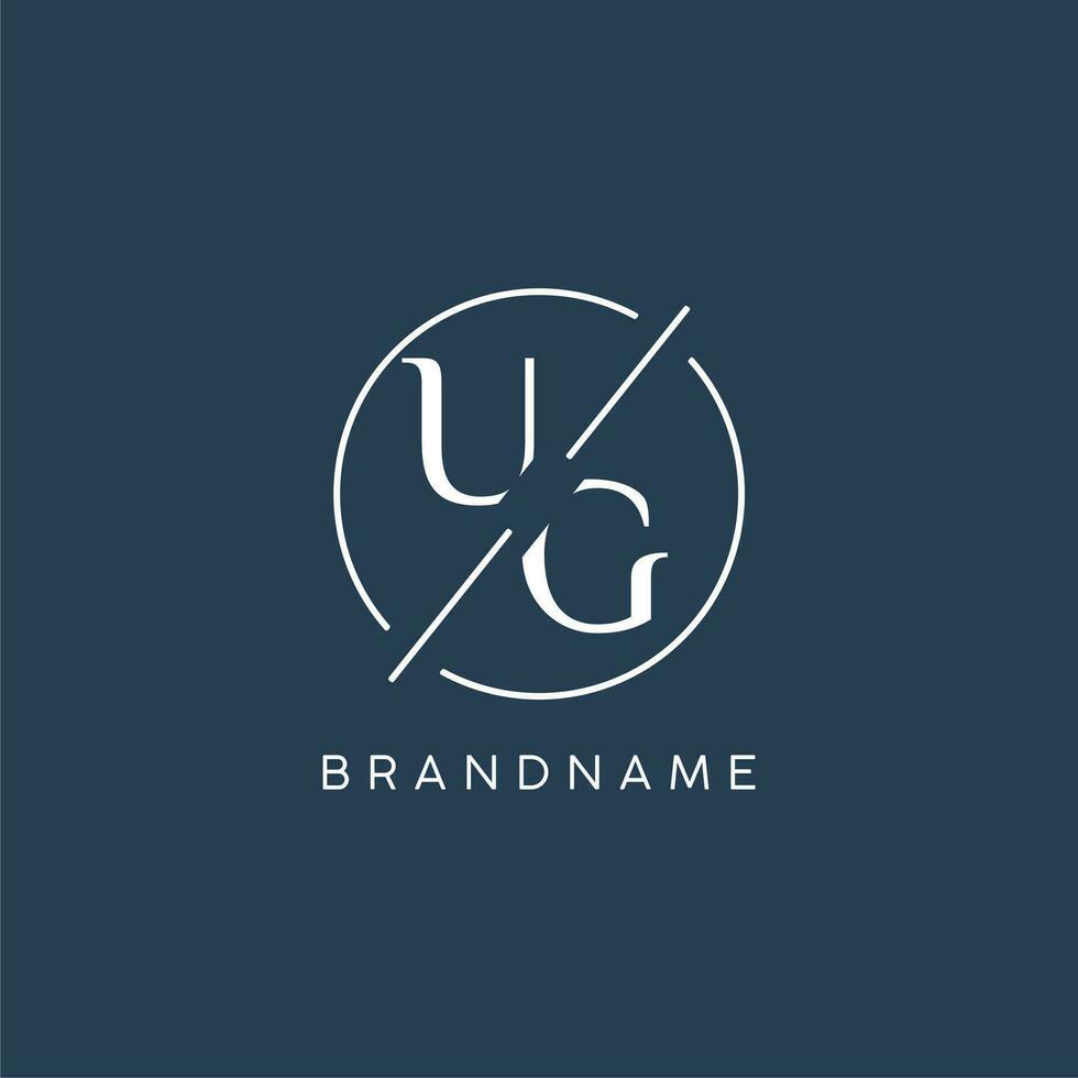 Initial letter UG logo monogram with circle line style vector