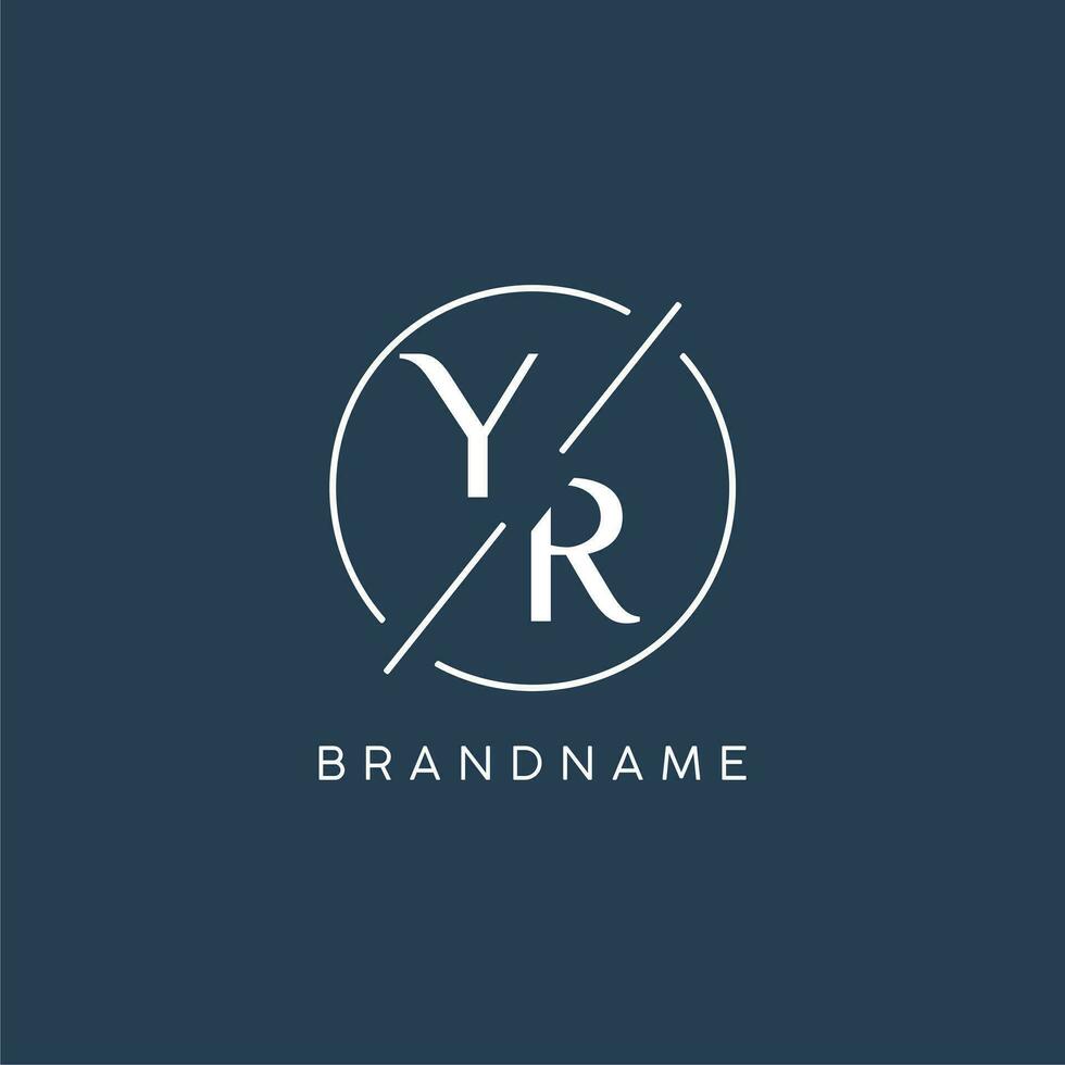Initial letter YR logo monogram with circle line style vector