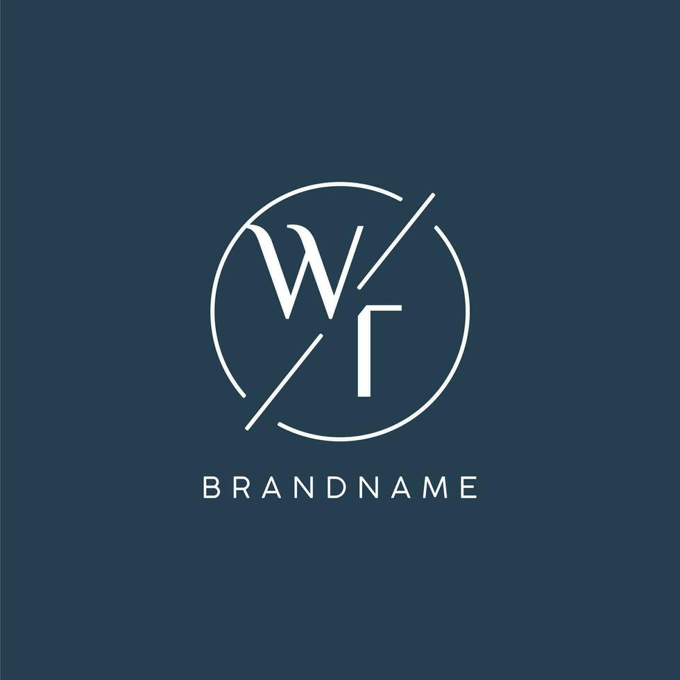 Initial letter WT logo monogram with circle line style vector