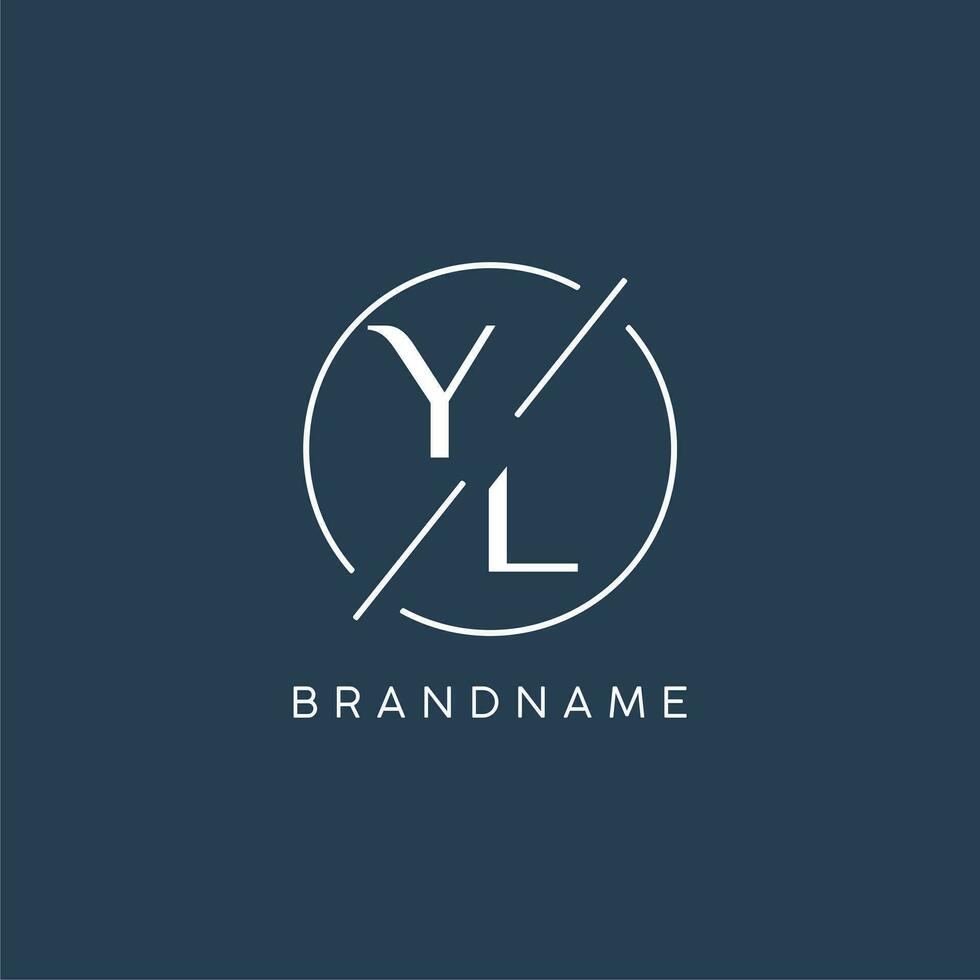 Initial letter YL logo monogram with circle line style vector