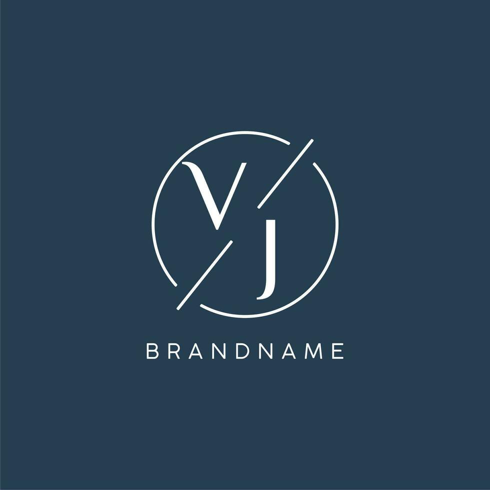 Initial letter VJ logo monogram with circle line style vector