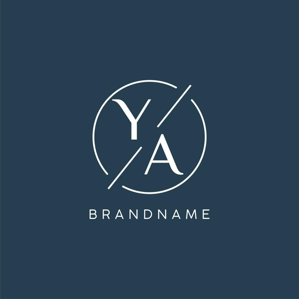 Initial letter YA logo monogram with circle line style vector
