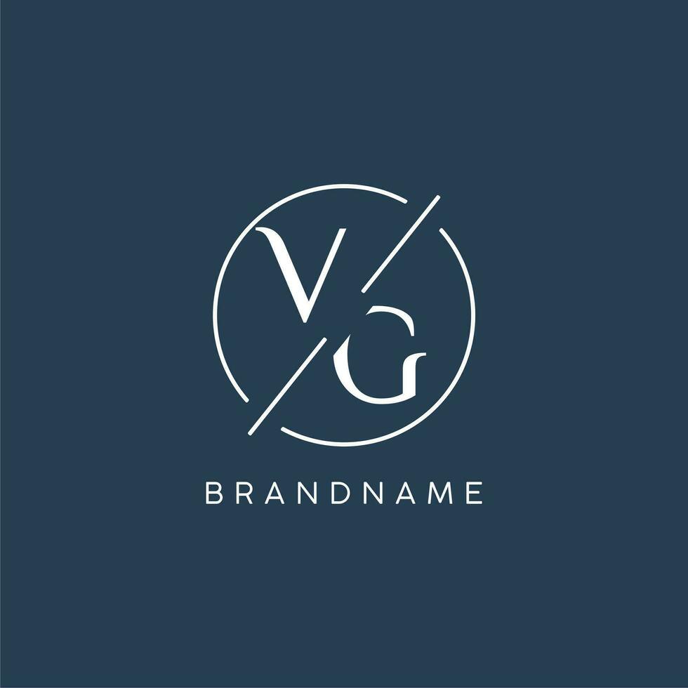 Initial letter VG logo monogram with circle line style vector