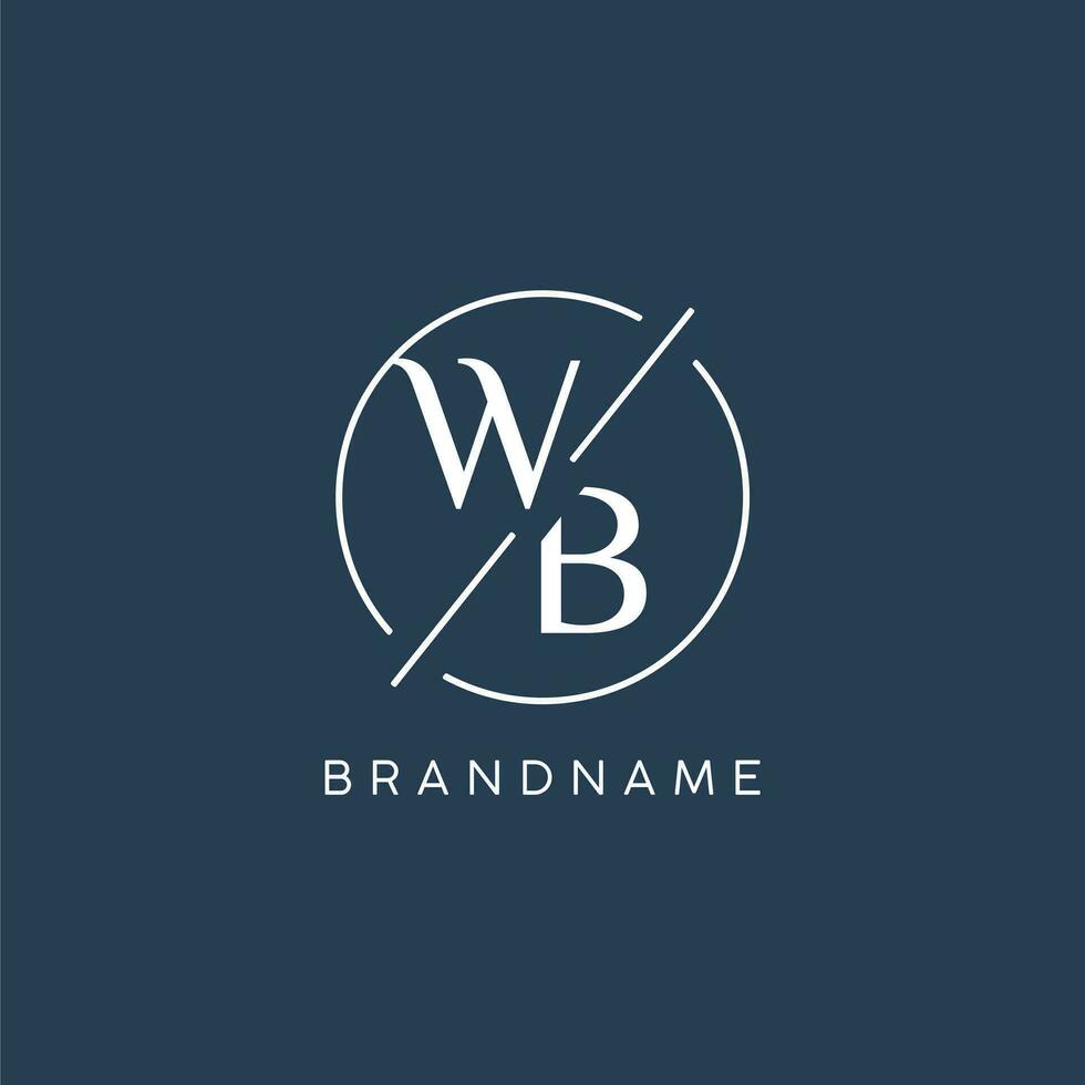 Initial letter WB logo monogram with circle line style vector