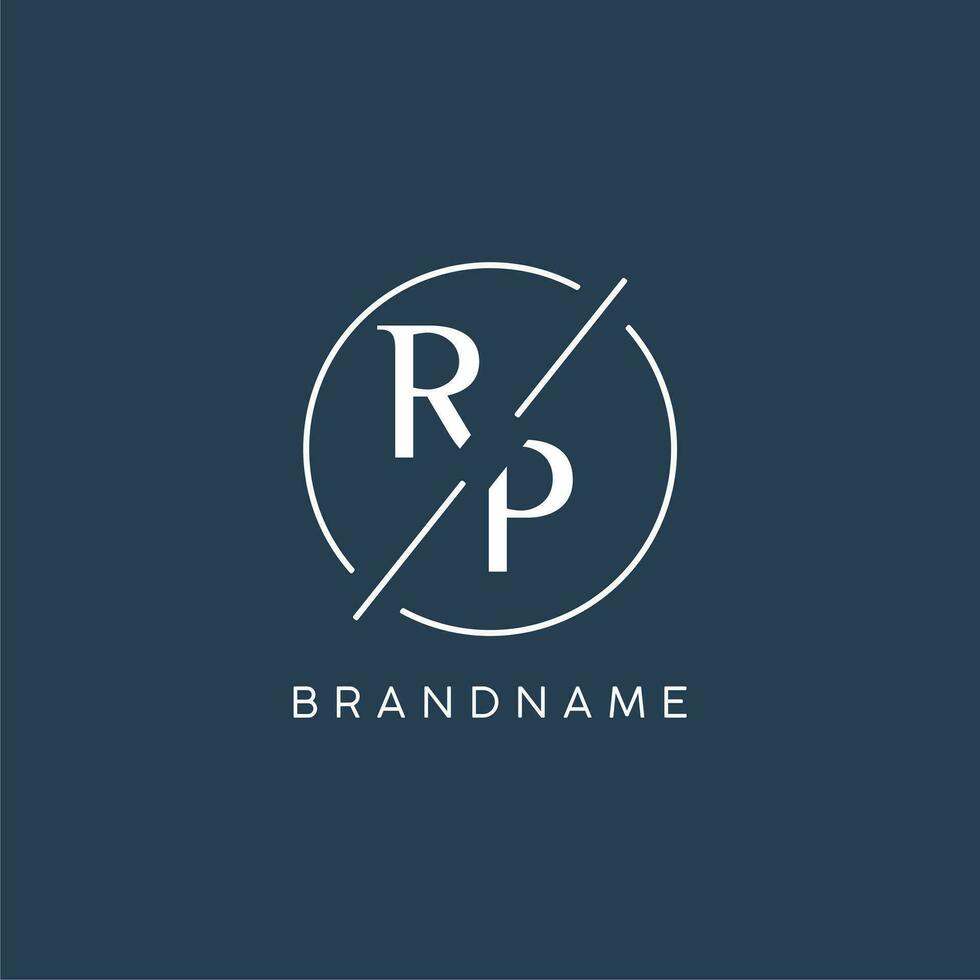 Initial letter RP logo monogram with circle line style vector