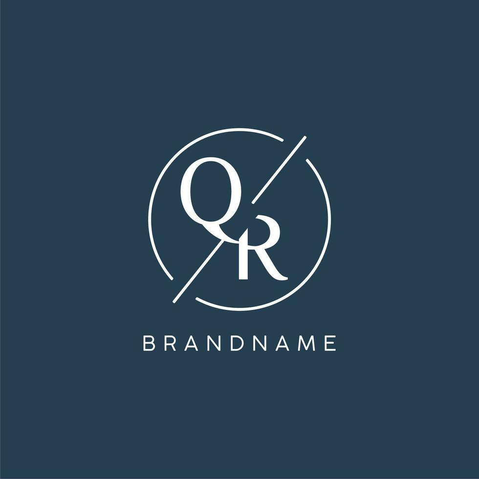 Initial letter QR logo monogram with circle line style vector