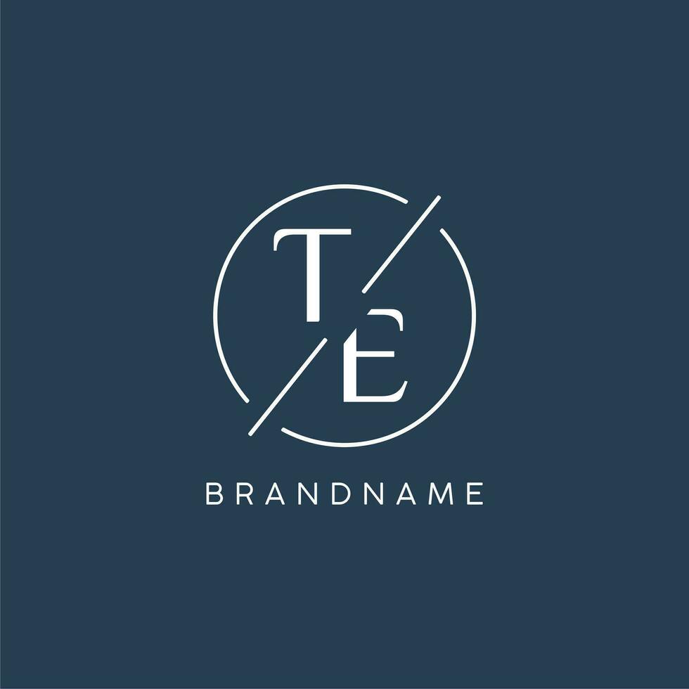 Initial letter TE logo monogram with circle line style vector