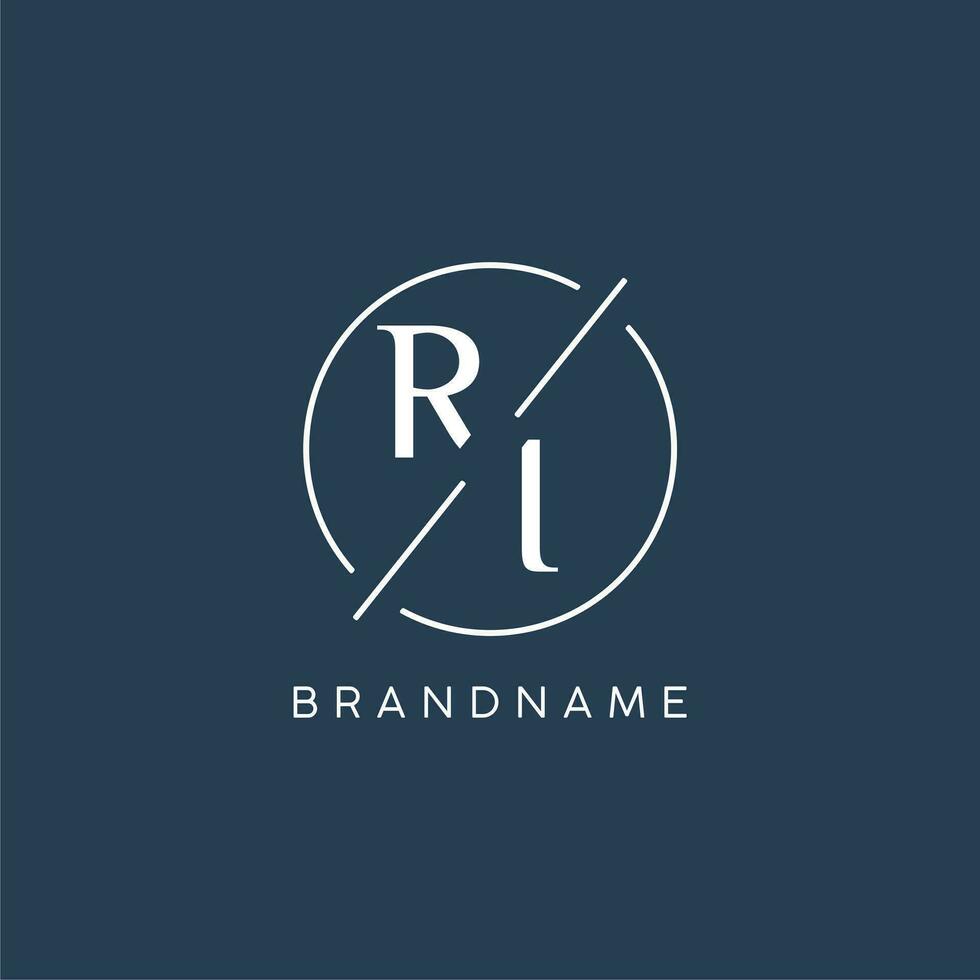 Initial letter RI logo monogram with circle line style vector
