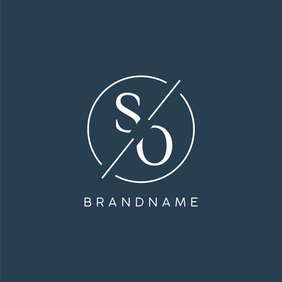 Initial letter SO logo monogram with circle line style vector