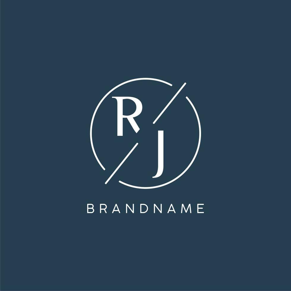 Initial letter RJ logo monogram with circle line style vector