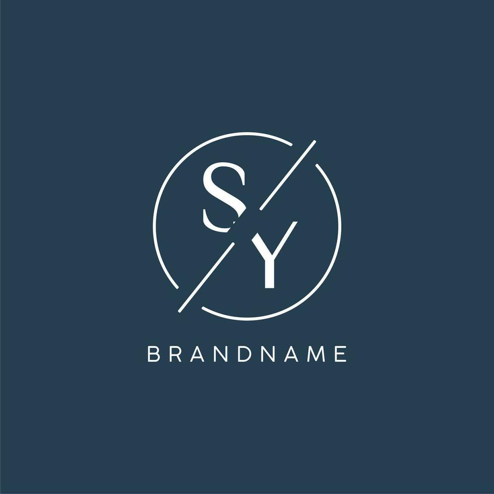 Initial letter SY logo monogram with circle line style vector