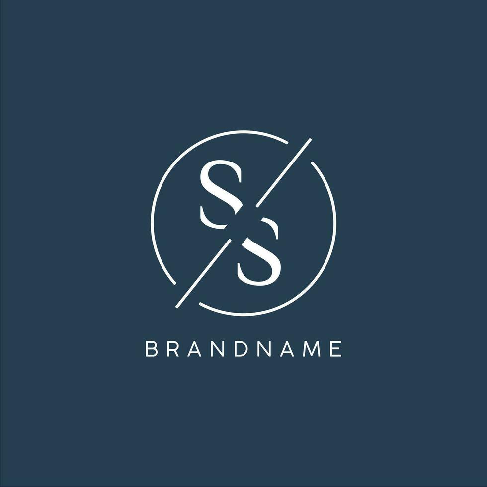Initial letter SS logo monogram with circle line style vector