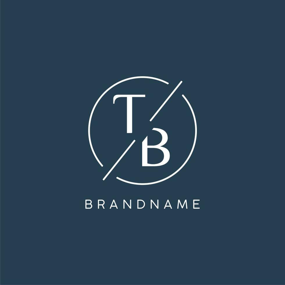 Initial letter TB logo monogram with circle line style vector