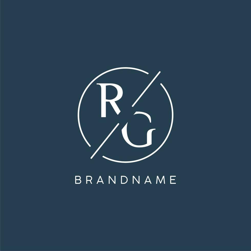 Initial letter RG logo monogram with circle line style vector