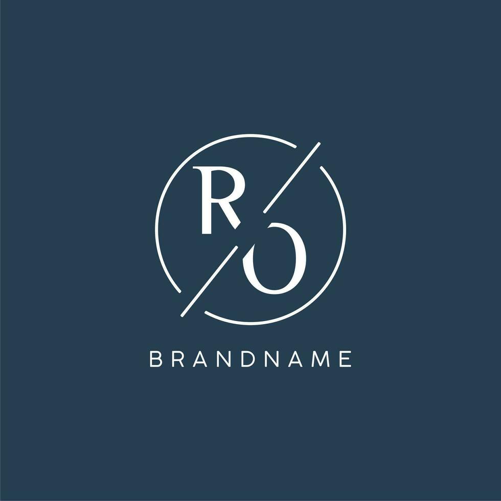 Initial letter RO logo monogram with circle line style vector
