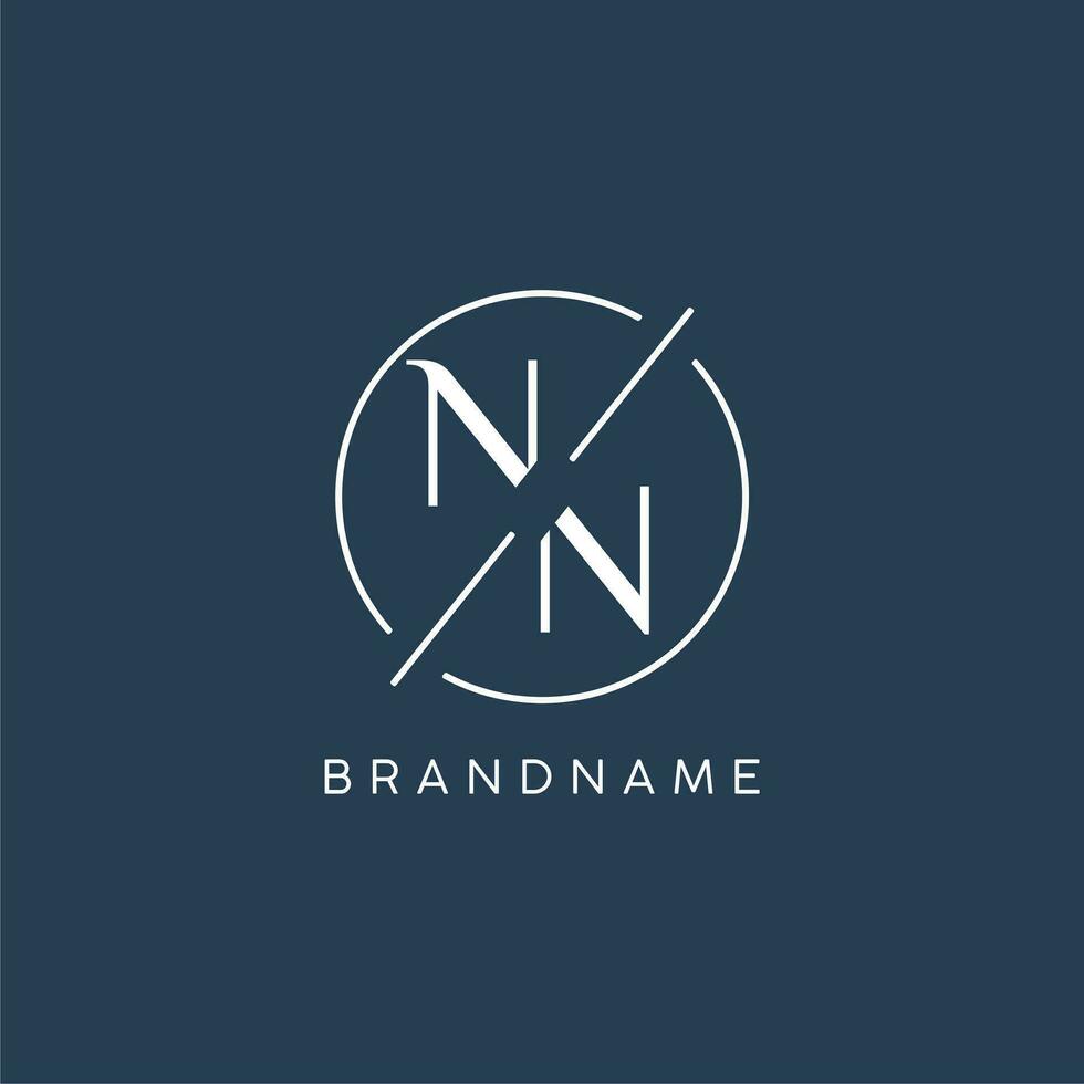 Initial letter NN logo monogram with circle line style vector