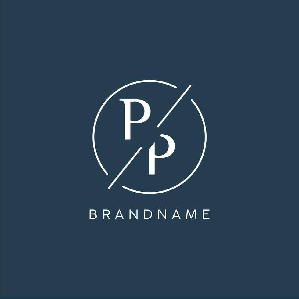 Initial letter PP logo monogram with circle line style vector