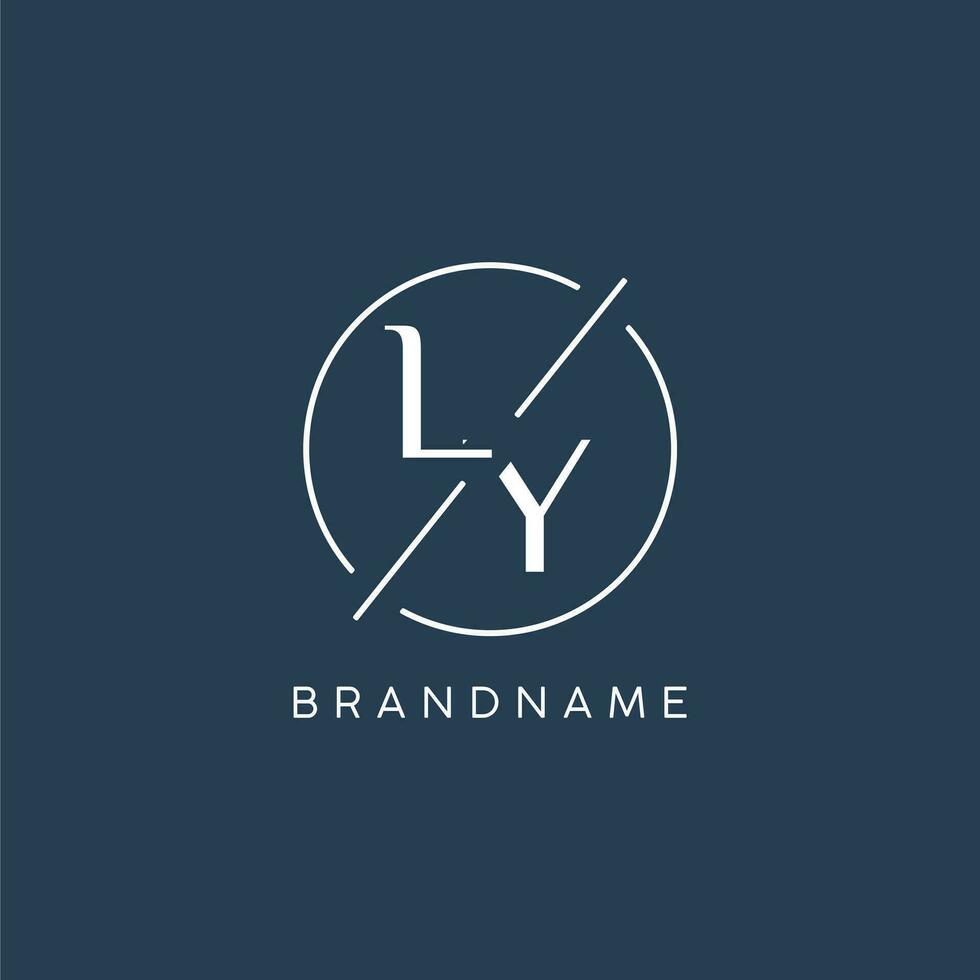Initial letter LY logo monogram with circle line style vector