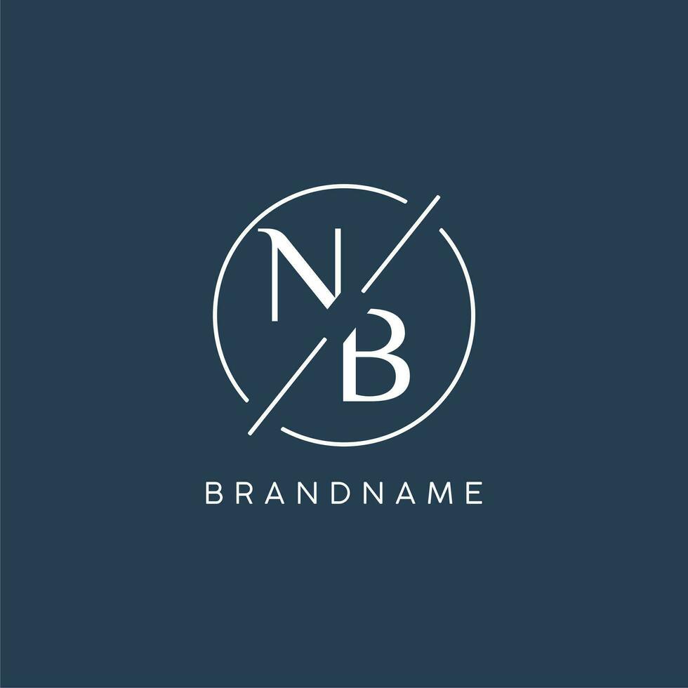 Initial letter NB logo monogram with circle line style vector
