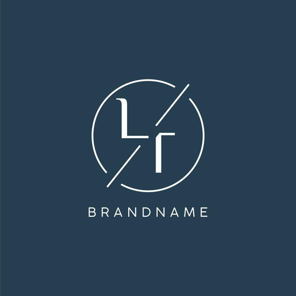 Initial letter LT logo monogram with circle line style vector