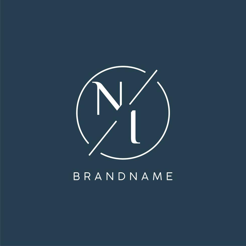 Initial letter NI logo monogram with circle line style vector