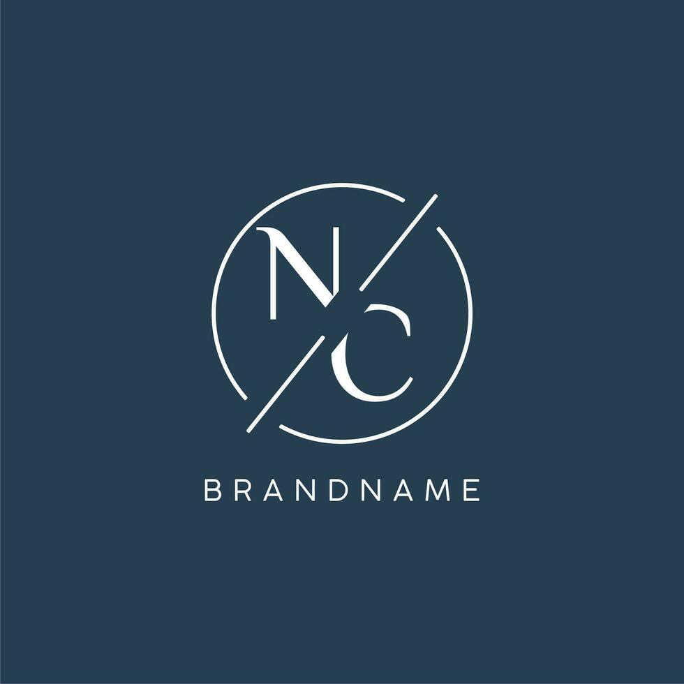 Initial letter NC logo monogram with circle line style vector
