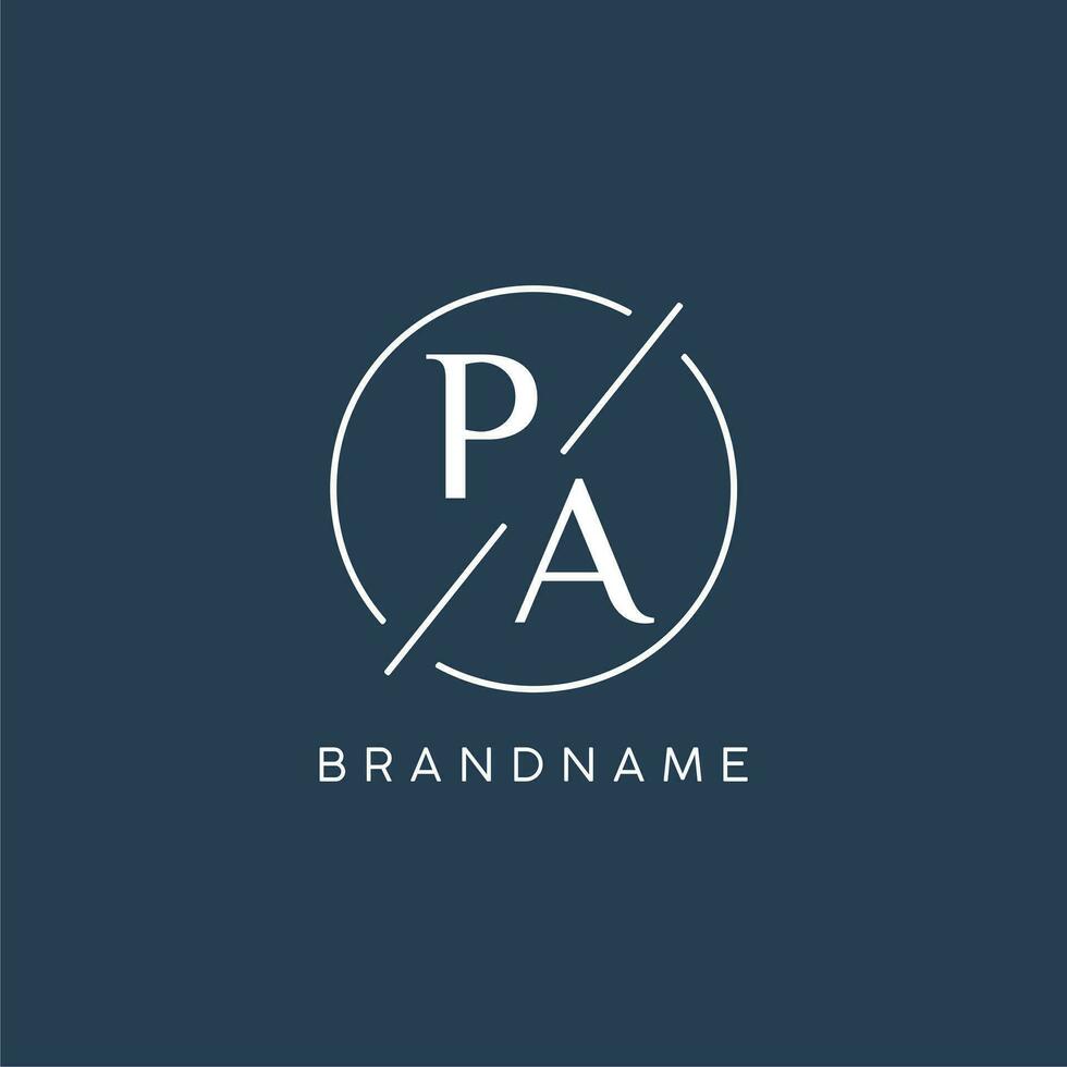 Initial letter PA logo monogram with circle line style vector