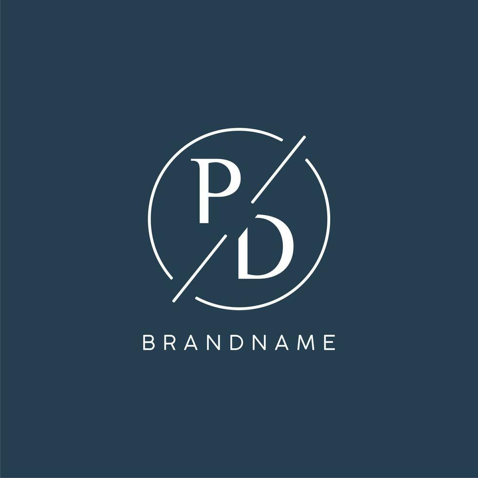Initial letter PD logo monogram with circle line style vector