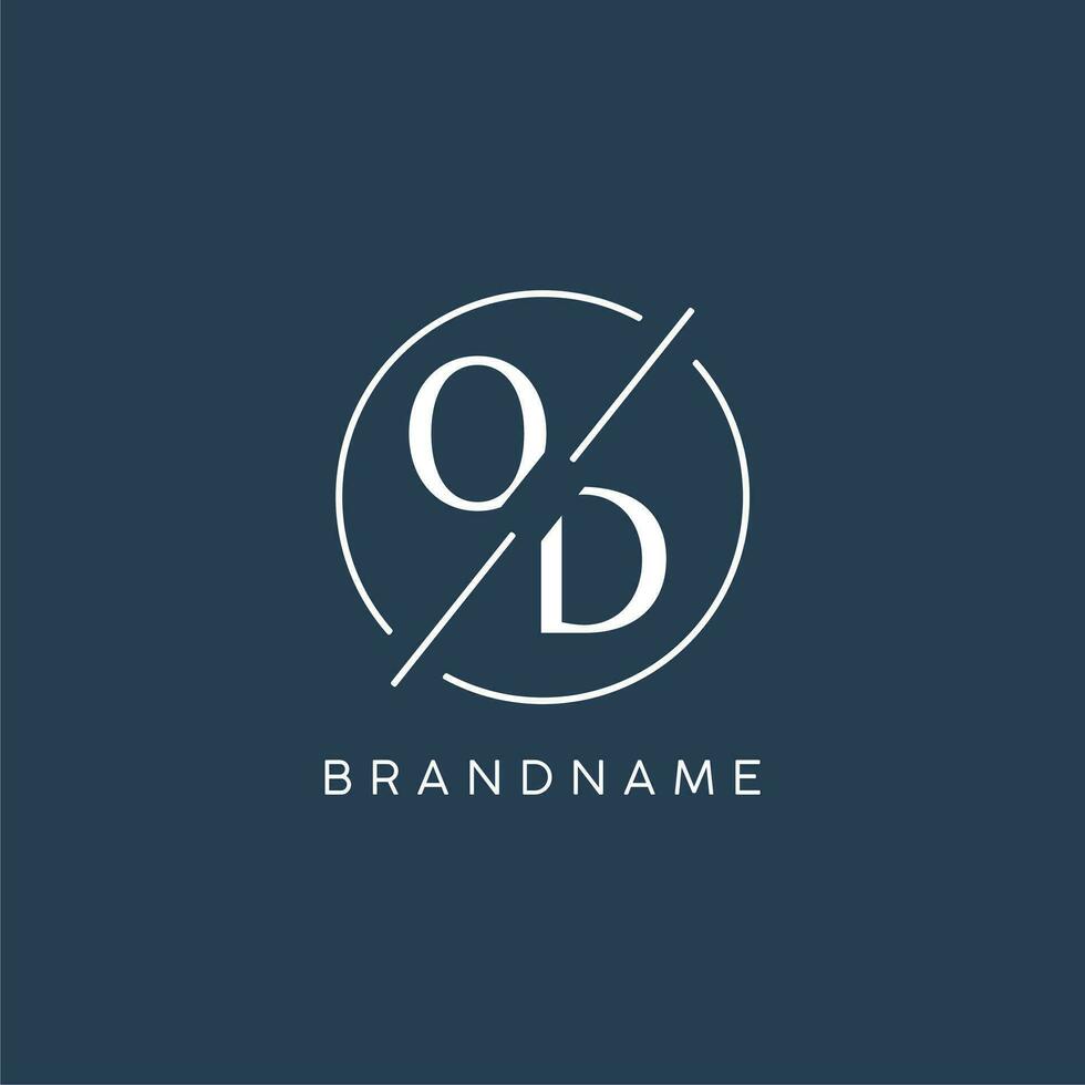 Initial letter OD logo monogram with circle line style vector