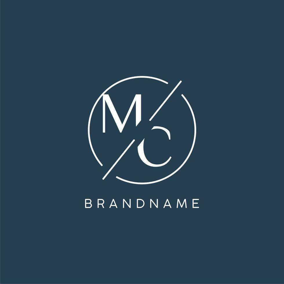 Initial letter MC logo monogram with circle line style vector