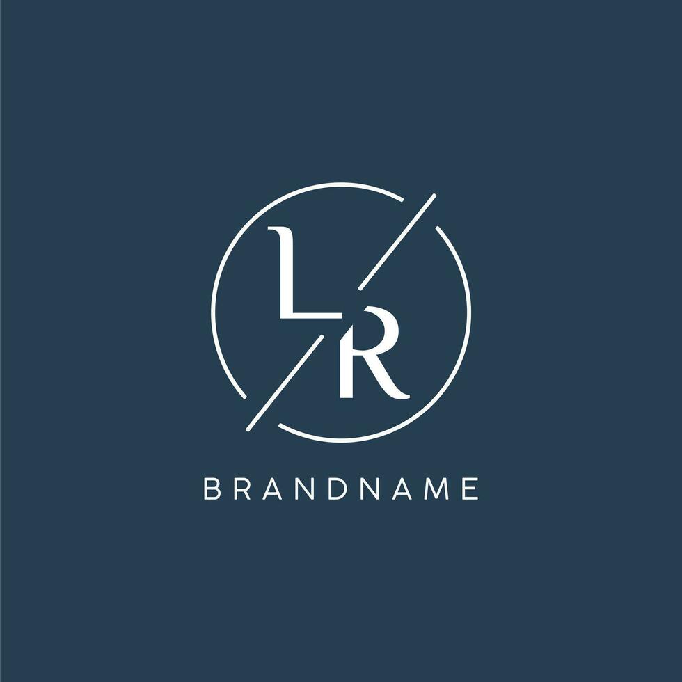 Initial letter LR logo monogram with circle line style vector