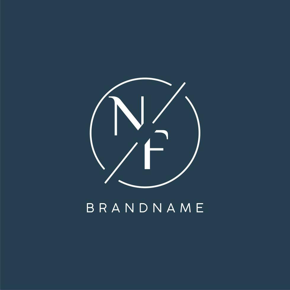 Initial letter NF logo monogram with circle line style vector