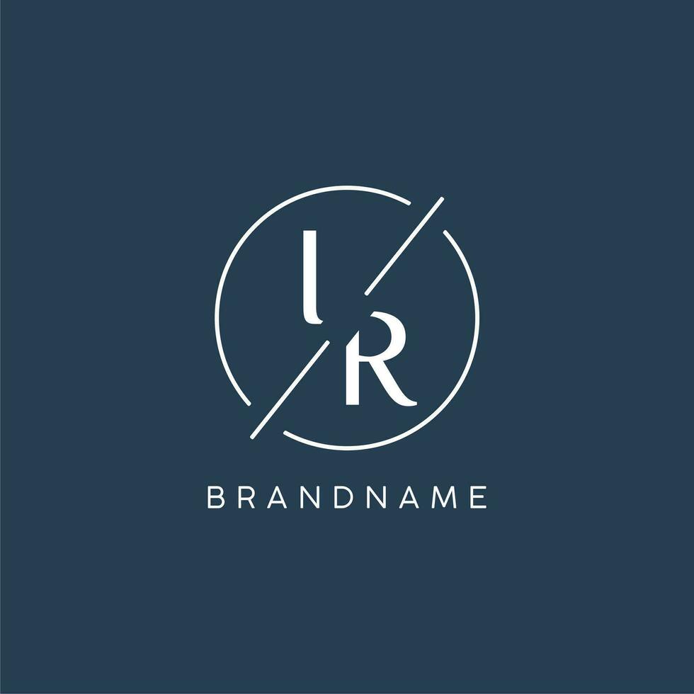 Initial letter IR logo monogram with circle line style vector
