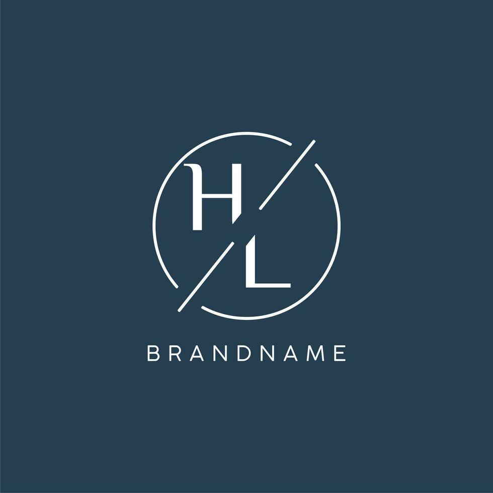 Initial letter HL logo monogram with circle line style vector