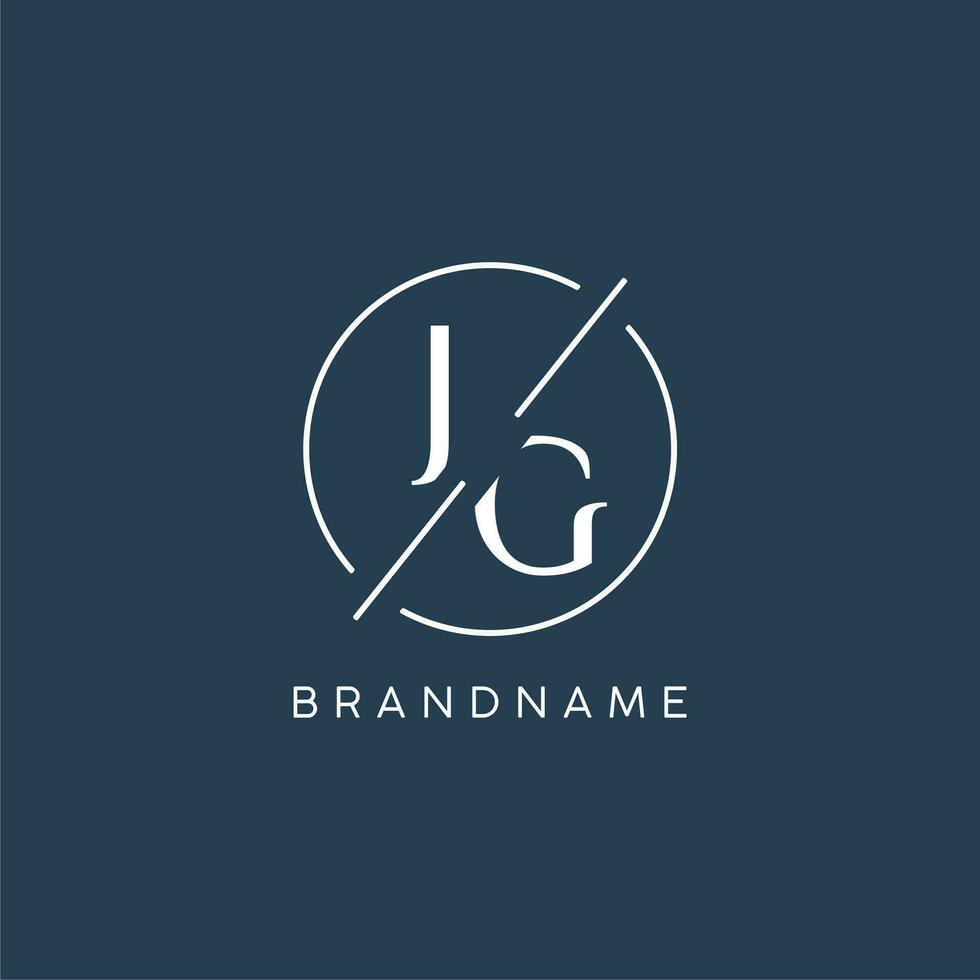 Initial letter JG logo monogram with circle line style vector