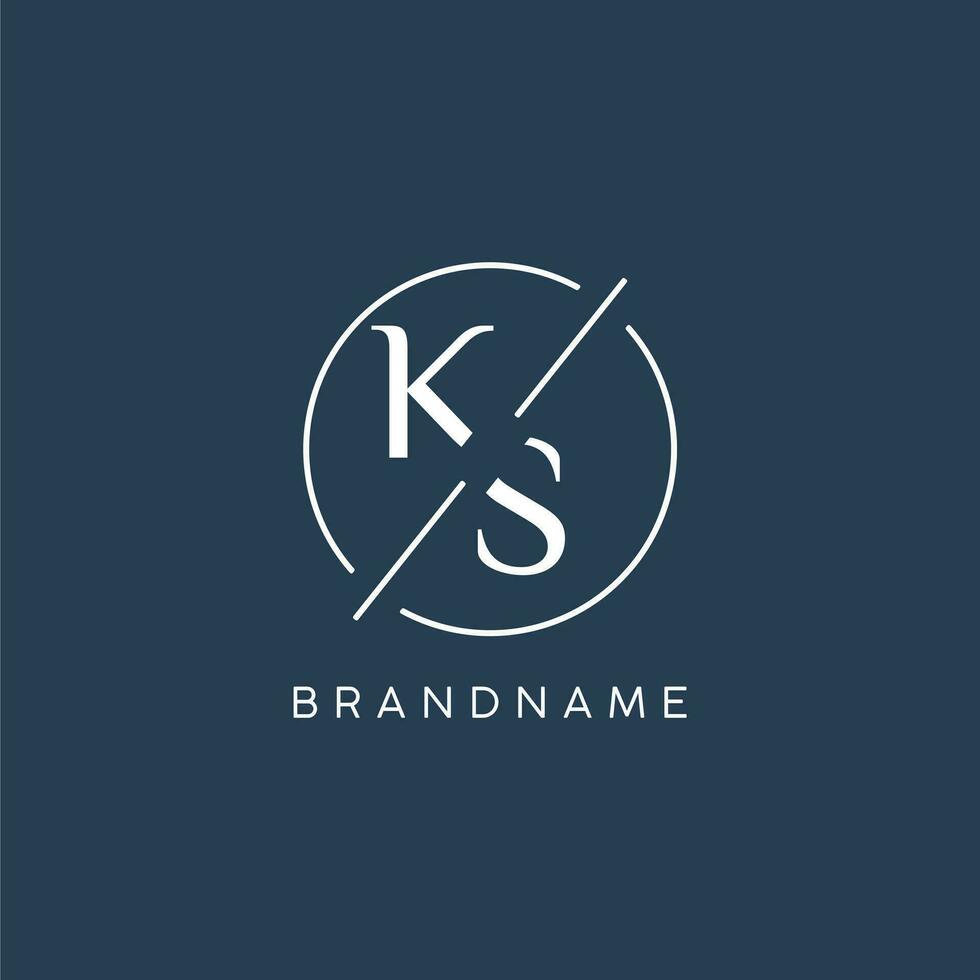 Initial letter KS logo monogram with circle line style vector