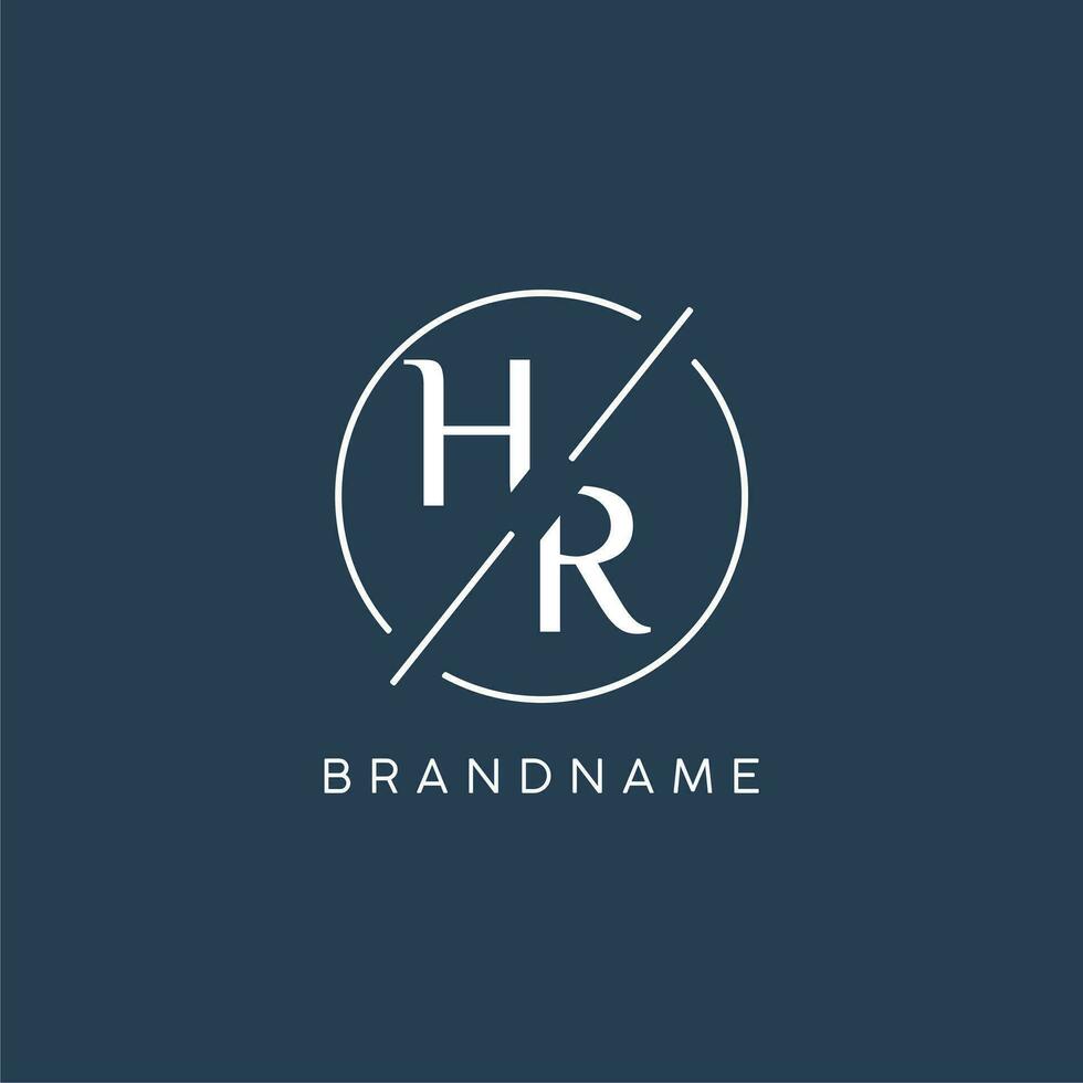Initial letter HR logo monogram with circle line style vector