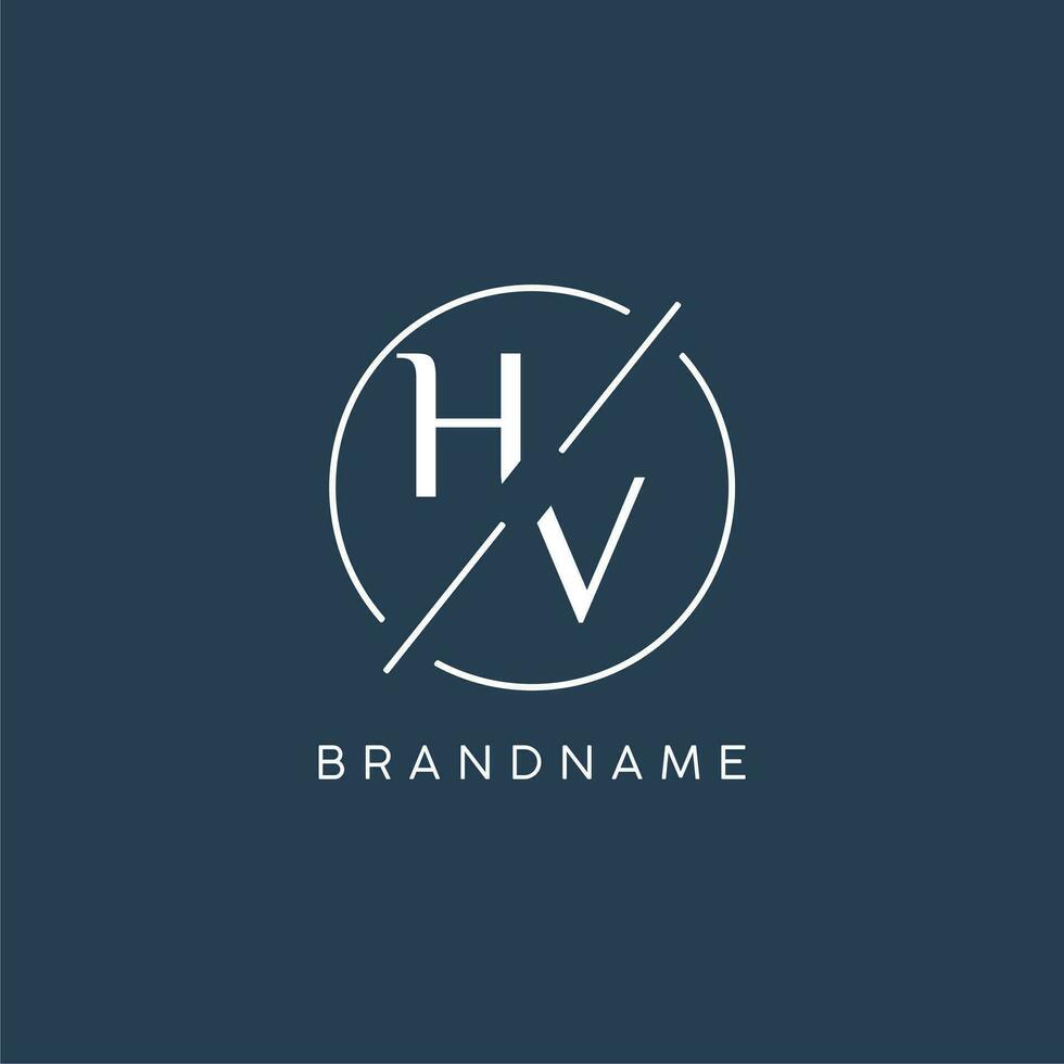 Initial letter HV logo monogram with circle line style vector