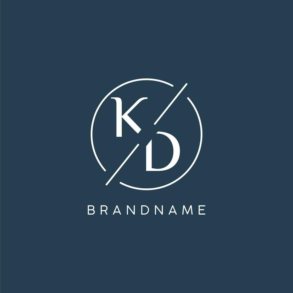 Initial letter KD logo monogram with circle line style vector