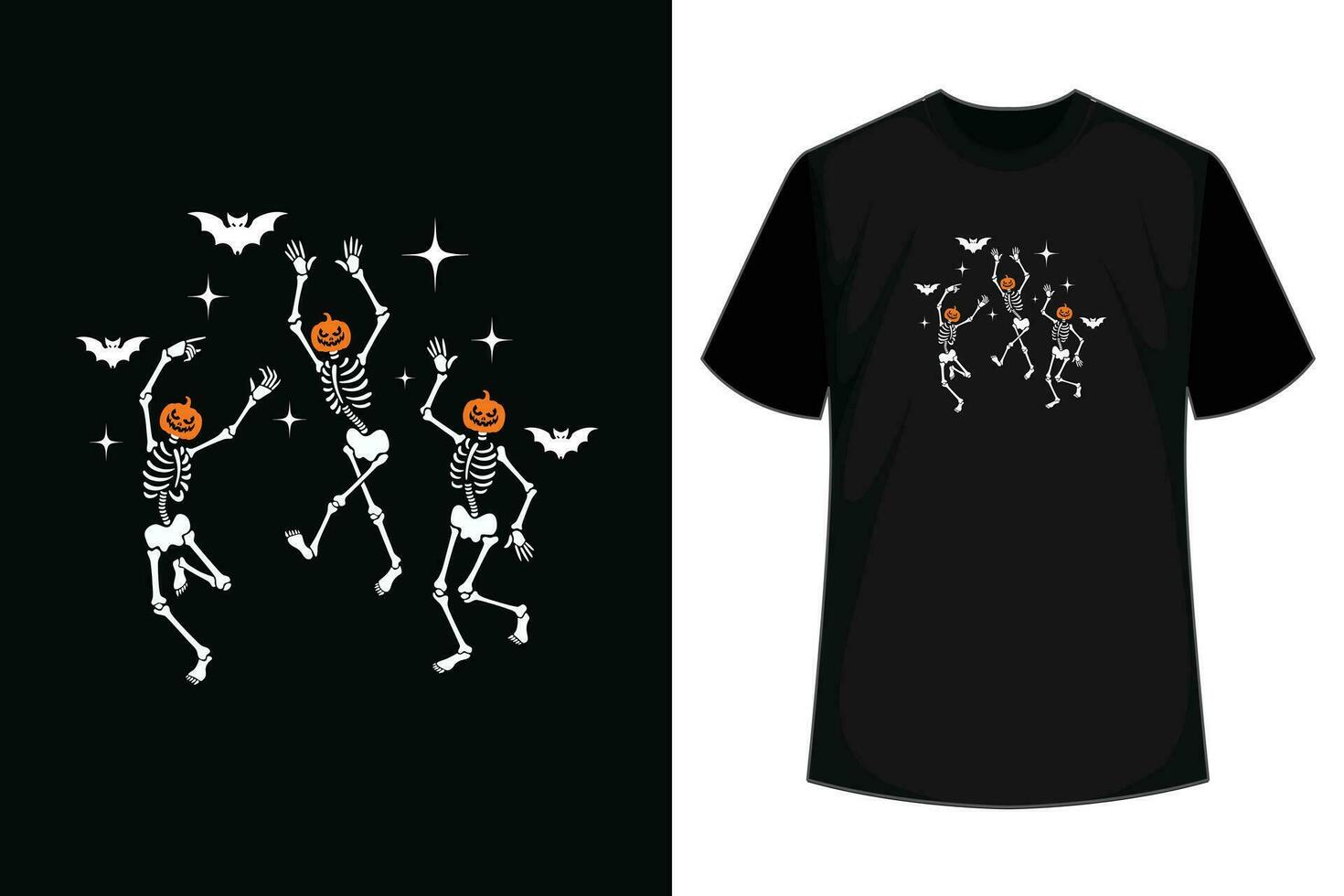 Funny Halloween Pumpkin Dancing Skeleton Costume Women Men T-Shirt vector
