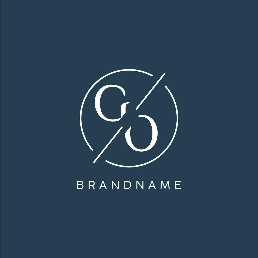 Initial letter GO logo monogram with circle line style vector