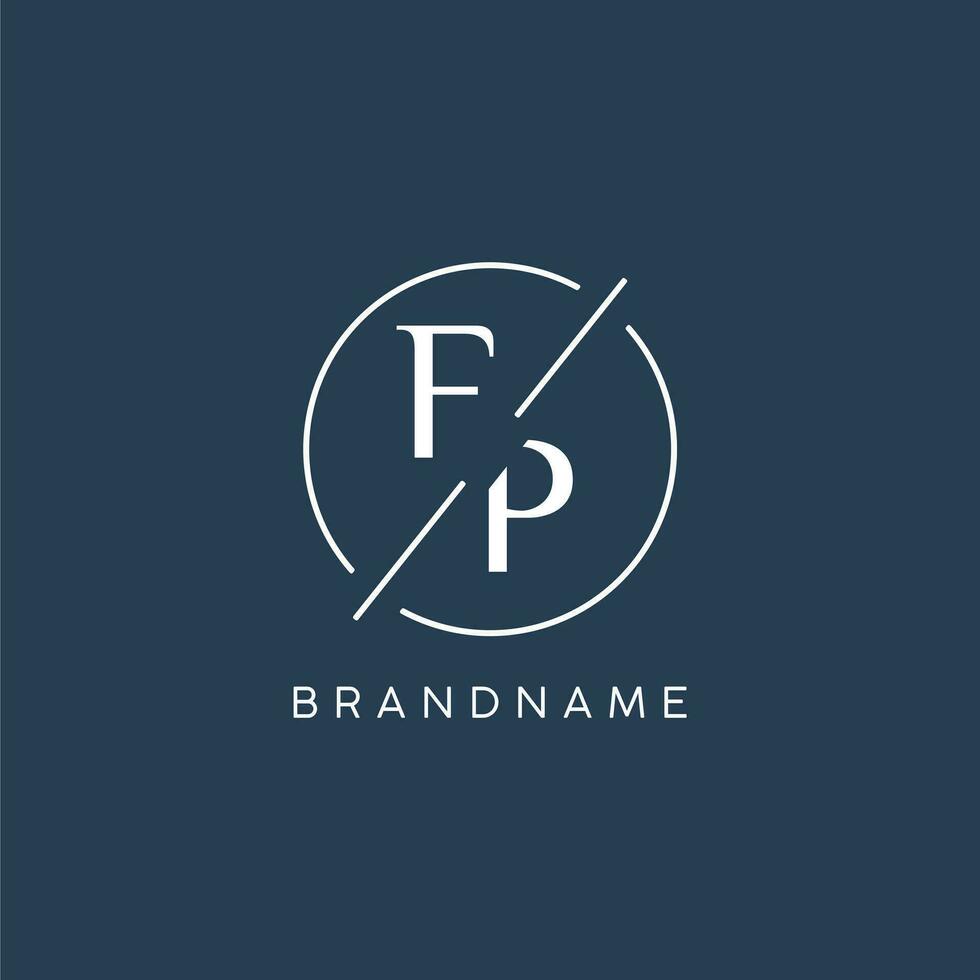 Initial letter FP logo monogram with circle line style vector