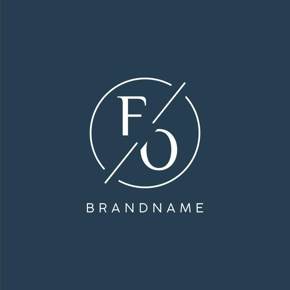 Initial letter FO logo monogram with circle line style vector