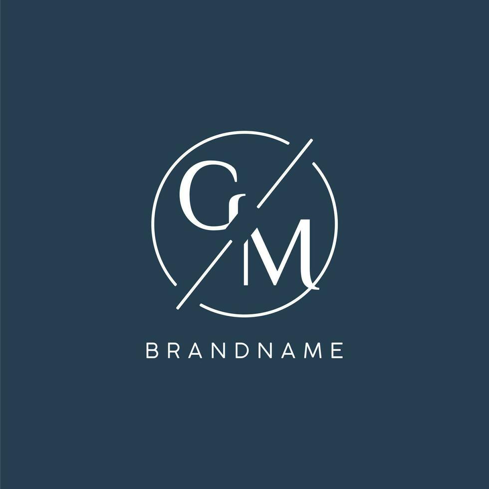 Initial letter GM logo monogram with circle line style vector